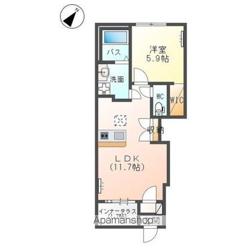 土浦市中村南アパート(1LDK/1階)の間取り写真