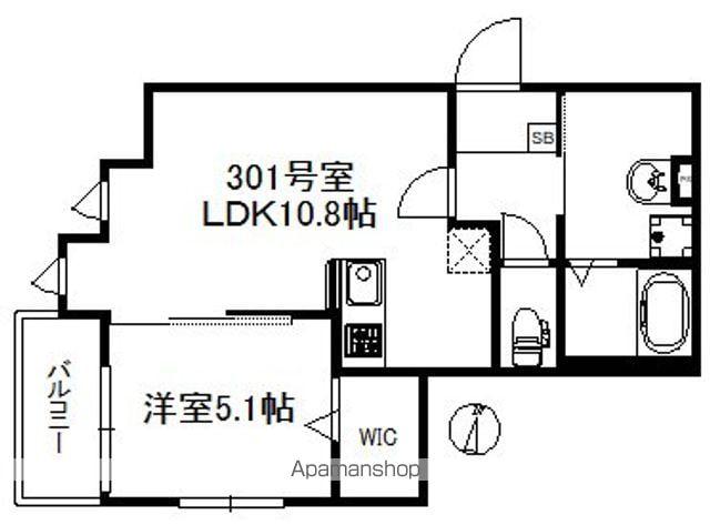 3ON 726(1LDK/3階)の間取り写真