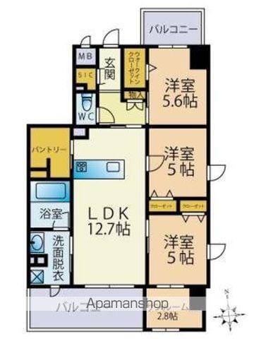 グランタイム都町(3SLDK/9階)の間取り写真