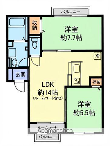 プール・トゥジュールⅠ(2LDK/1階)の間取り写真