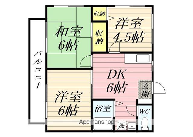 メゾン高島B(3DK/1階)の間取り写真