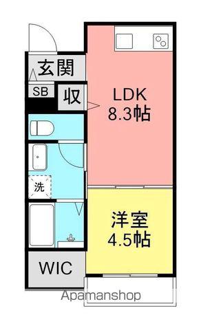 ラヴィ新八代(1LDK/2階)の間取り写真