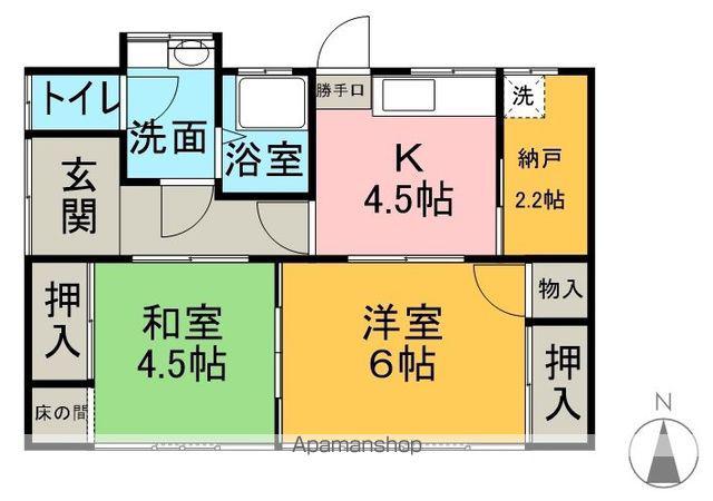 篠ノ井線 松本駅 バス乗車時間：15分 自動車学校前バス停で下車 徒歩4分 1階建 築54年(2K)の間取り写真