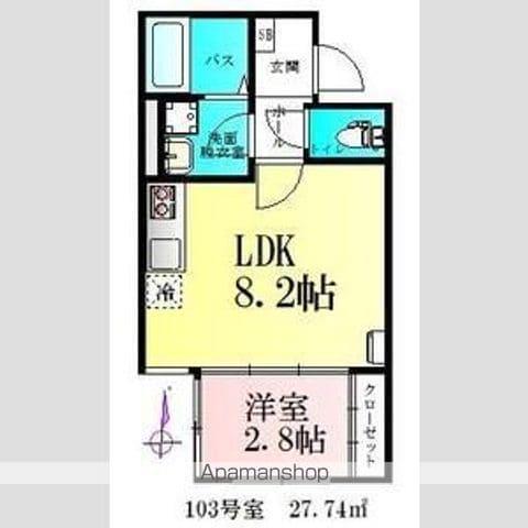 BAU宮町2号棟(1LDK/1階)の間取り写真