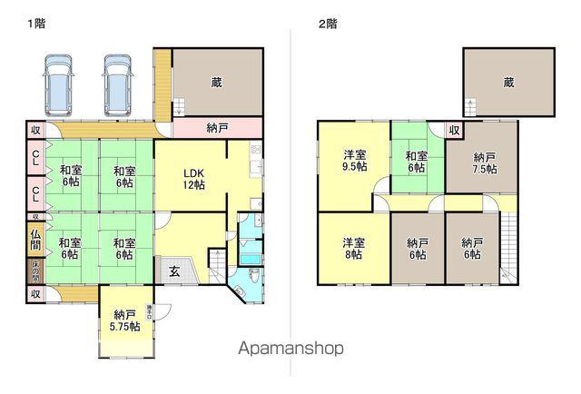 東海道本線 能登川駅 徒歩7分 2階建 築87年(7SLDK)の間取り写真