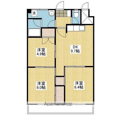 シャルマンコーポ垣生(3DK/2階)の間取り写真