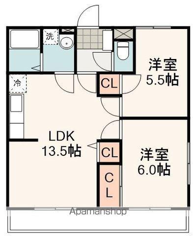サンテラス島村(2LDK/2階)の間取り写真