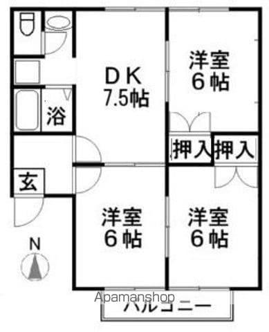 ルーガルリンド若宮 A棟(3DK/1階)の間取り写真