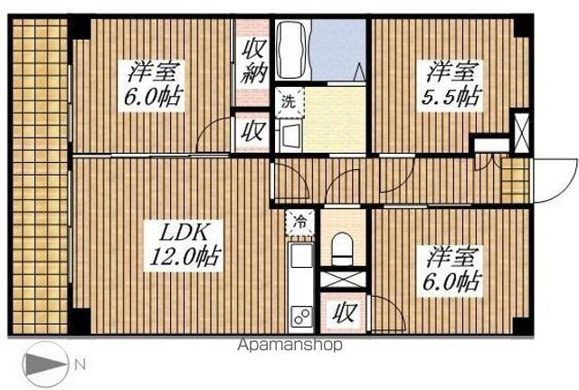 グランデールA1(3LDK/3階)の間取り写真