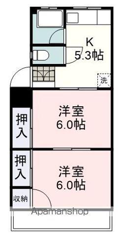 竹谷マンション(2K/3階)の間取り写真