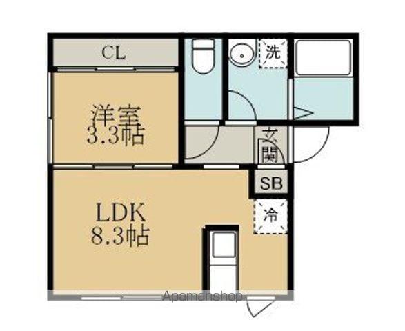 BAU銀杏町(1LDK/1階)の間取り写真