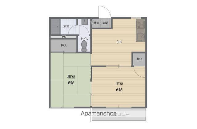 サニーコート B(2DK/2階)の間取り写真