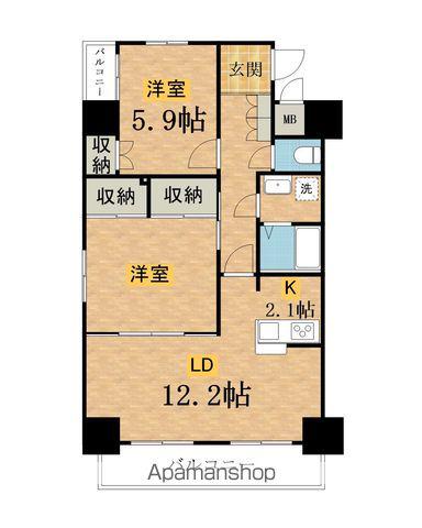 LIVE・TOPIA八王子(2LDK/5階)の間取り写真