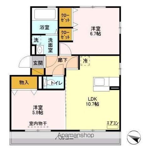 ボヌールおおたかの森Ⅰ(2LDK/3階)の間取り写真