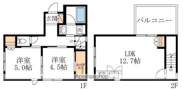 多摩モノレール 柴崎体育館駅 徒歩12分 2階建 築2年(2LDK)の間取り写真