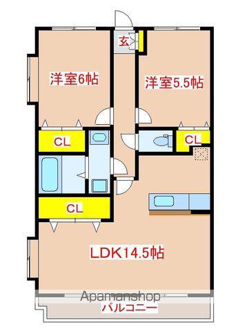 プレミール姫城(2LDK/1階)の間取り写真