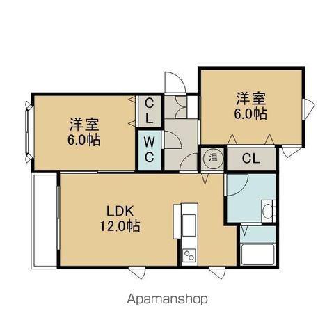 プラウド新富(2LDK/2階)の間取り写真