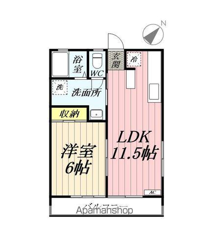 ライソル(1LDK/2階)の間取り写真