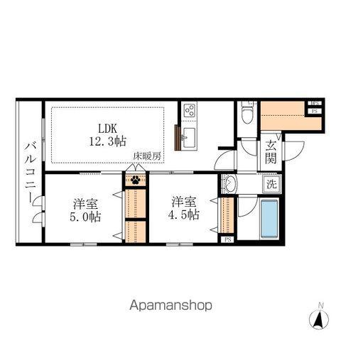 ジャンヴィエ・ルナ(2LDK/3階)の間取り写真