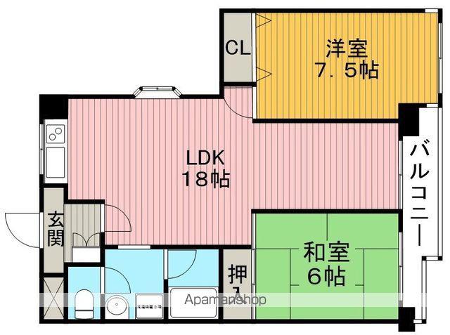 メゾンシャトル(2LDK/4階)の間取り写真