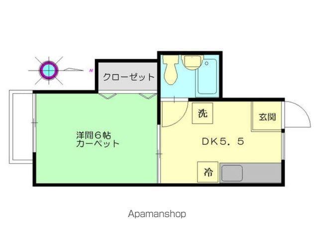 ニチユウサンハイツE棟(1DK/2階)の間取り写真