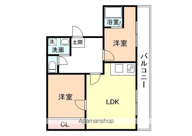 姫野アパート(2LDK/3階)の間取り写真