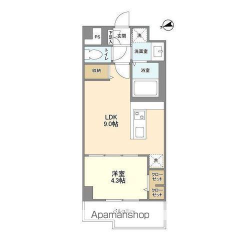 インプルーブ西新(1LDK/4階)の間取り写真