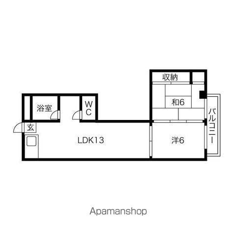 タカシハイツ(2LDK/5階)の間取り写真