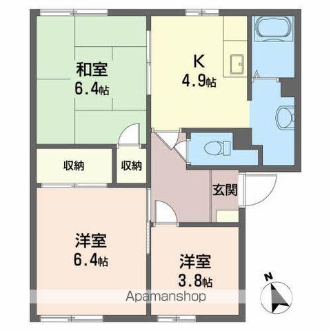 ハニーハイツA(3K/1階)の間取り写真