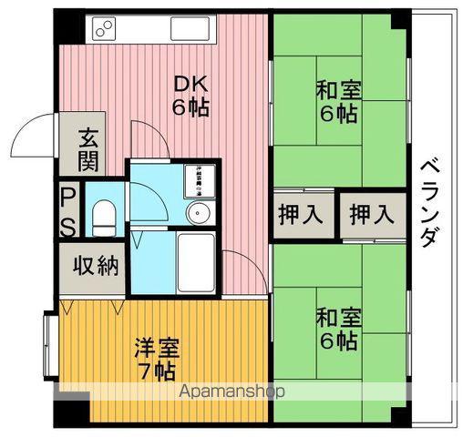 シャトー黒田(3DK/10階)の間取り写真