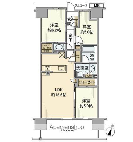 オハナ柏たなかパークフロント(3LDK/11階)の間取り写真