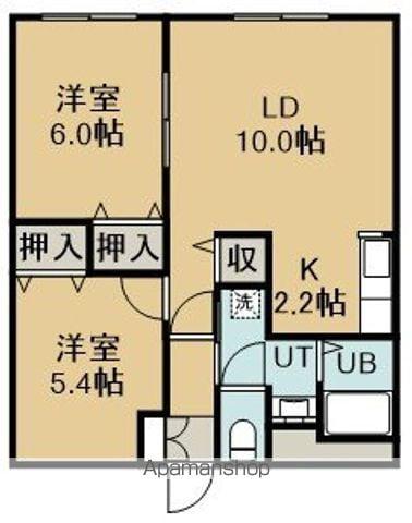 ピュアパレス川原(2LDK/2階)の間取り写真