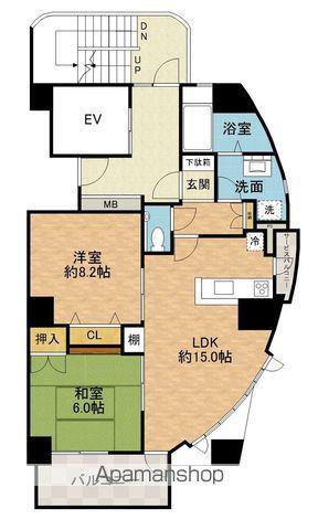 セントコージア古曽部(2LDK/6階)の間取り写真