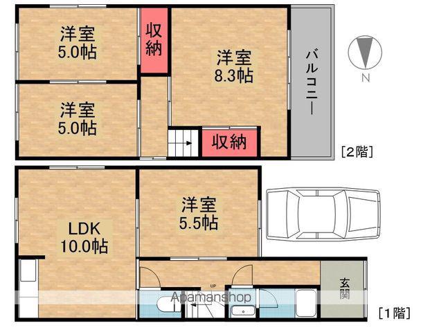 京阪電気鉄道京阪線 樟葉駅 バス乗車時間：12分 広門バス停で下車 徒歩7分 2階建 築47年(4LDK)の間取り写真