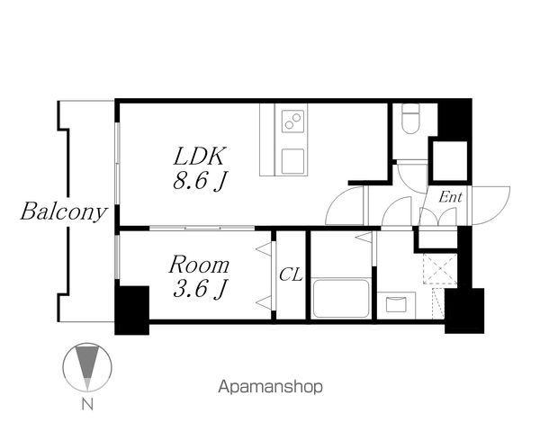 プレサンス高畑ルミア(1LDK/13階)の間取り写真
