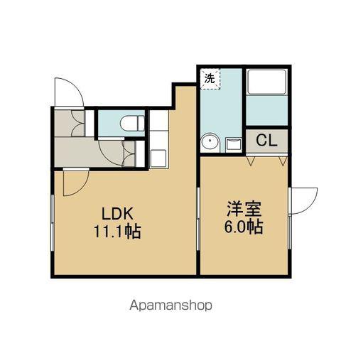 レインボーハウスLUFT(1LDK/1階)の間取り写真