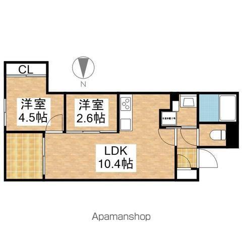 デュオフラッツ今池フレナ(2LDK/4階)の間取り写真