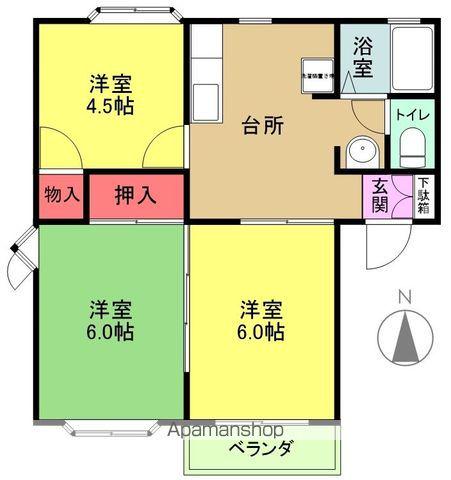 ユニオンシティ(3DK/2階)の間取り写真