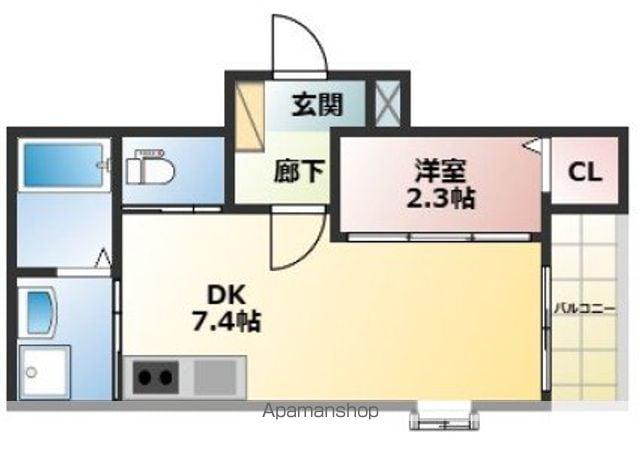 ソラナ博多(1DK/3階)の間取り写真