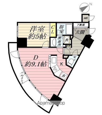 シーアイマンション鶴見(1LDK/5階)の間取り写真