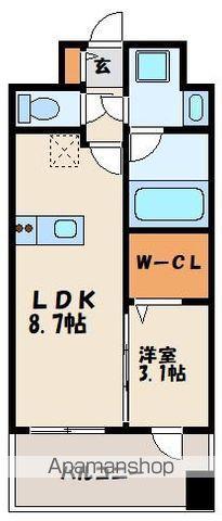 グランフォーレ千早マークスクエアウエストウイング(1LDK/11階)の間取り写真