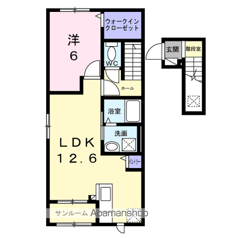 ヴァーチュ葵(1LDK/2階)の間取り写真