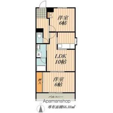 ハイツまぐろ(2LDK/4階)の間取り写真