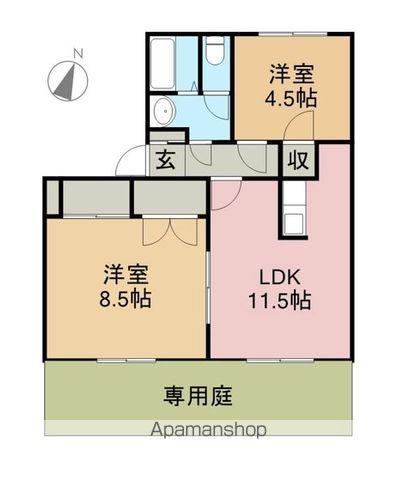 ルミエールKANYU(2LDK/1階)の間取り写真