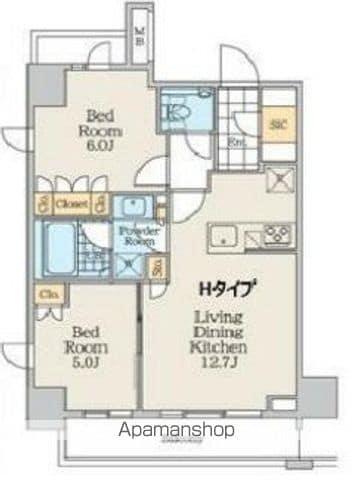 クレストコート中野富士見町(2LDK/6階)の間取り写真