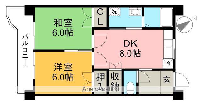 コーポ西村2(2DK/6階)の間取り写真