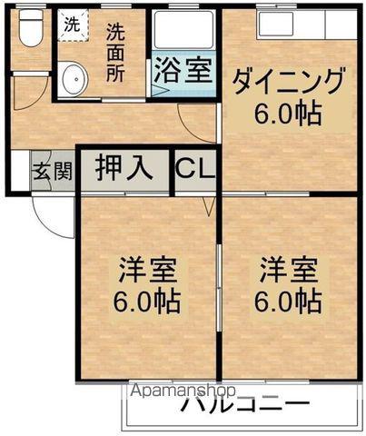 グリーンコーポ南横市(2DK/1階)の間取り写真