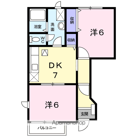 サンライズ上越(2DK/1階)の間取り写真