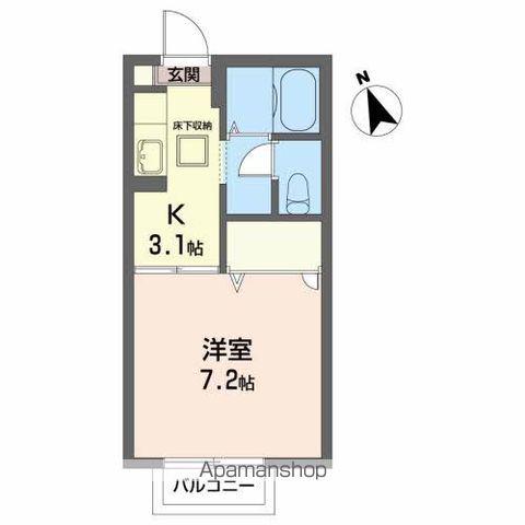 エレンシア古坦(1K/1階)の間取り写真