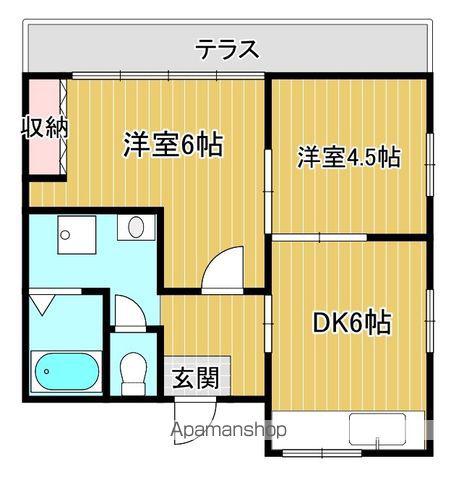 桜凱2号棟(2DK/1階)の間取り写真